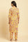 Yellow Floral Printed Cotton Kurta And Pants Co-Ord Set