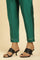 Green Panelled Embroidered Kurta, Slim Pants And Dupatta Set