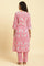 Pink Printed Straight Kurta And Pants Co-Ord Set