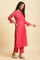 Pink Lace Work Kurta, Pants And Dupatta Set