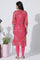 Pink Floral Printed Chiffon A-Line Kurta and Tights Set
