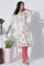 White Floral Printed Rayon Flax Kurta And Slim Pants Set