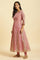 Pink Foil Printed Mock Layered Kurta And  Tights Set