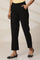 Black Solid Slim Fit Woven Pants With Elasticated Waist