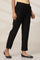 Black Solid Slim Fit Woven Pants With Elasticated Waist