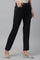 Navy Blue Solid Slim Fit Trousers With Elasticated Waist