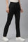 Black Solid Boot Cut Pants With Drawstring