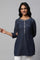 Blue Denim Jacquard Short kurta