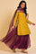 Yellow Embellished Short kurta, Culottes And Dupatta Set