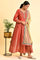 Orange Tamil Silk Embellished Dress & Dupatta Set