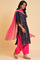 Navy Blue Festive kurta, Embroidered Salwar & Dupatta