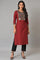 Red Stripe kurta With Embellished Yoke