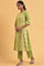 Green Floral Printed Straight Plus Size Summer kurta