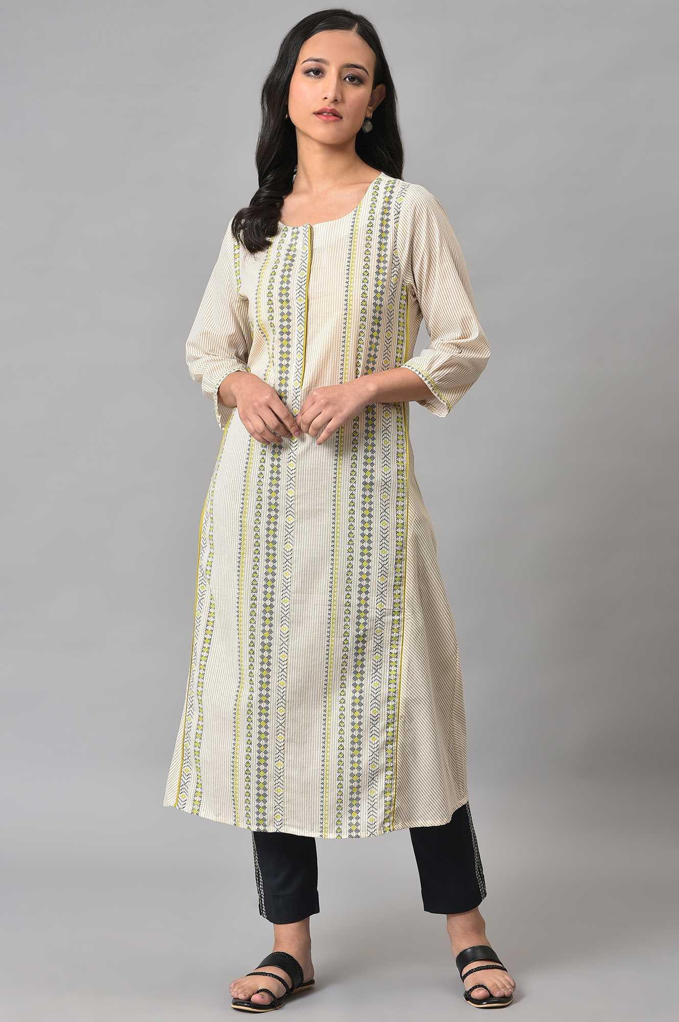 Ecru Misdent Printed Summer kurta