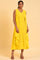 Yellow Fashionable Sleeveless Draped Dress