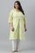 Plus Size Light Green A-Line kurta With Multi-Coloured Print