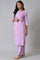 Plus Size Light Purple Embroidered kurta With Pintucks