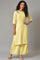 Yellow Embroidered Plus Size Summer kurta With Pleats On Yoke