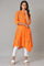 Orange Printed Asymmetrical Plus Size kurta