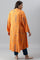 Orange Printed Asymmetrical Plus Size kurta