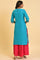 Blue Round Neck Dobby Kurta with Sequins