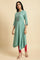 Green Embroidered Asymmetric kurta