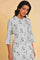 White Printed Button Down Kurta