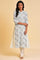 Plus Size White Printed Button Down kurta