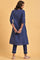 Navy Blue Floral Printed Round Neck kurta