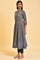 Grey Flared Printed kurta