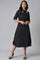 Black Cotton Embroidered Plus Size Shirt Dress