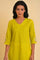 Yellow Textured Dobby kurta