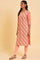 Peach Glitter Printed Plus Size Straight kurta