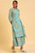 Light Blue Printed Angrakha Jumpsuit