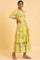 Yellow Printed Angrakha Jumpsuit