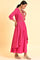 Pink Printed Draped Jumpsuit With Embroidered Belt