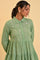 Green Lurex Stripes Embroidered Tiered Top