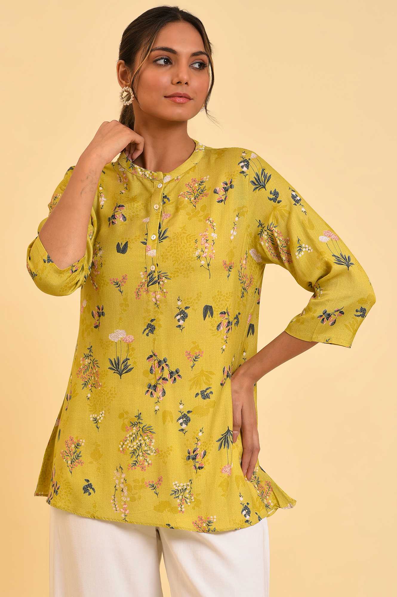 Yellow Floral Straight Top