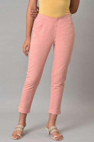 Coral Solid Slim Pants