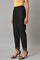 Plus Size Black Slim Pants With Embroidery At Hemline