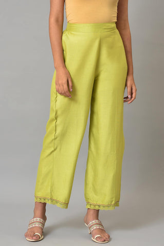 Lime Green Pants With Lace Detail