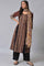 Brown Stripe Print kurta Set