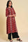 Dark Red A-Line kurta Set