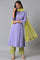 Purple Embroidered kurta Set