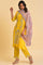 Yellow Glitter Printed Festive kurta, Pants & Dupatta Set