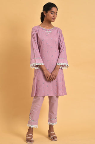 Light Purple Short kurta Set