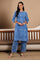 Blue Polka Dot Printed Pure Cotton Straight Kurta and Pants Co-ord Set