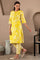 Yellow Floral Printed With Lace Pure Cotton Straight Kurta and Pants Set with Stripe Printed Dupatta