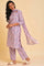 Pink Floral Printed kurta, Pants & Dupatta Set