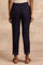 Blue Solid Slim Pants In Silk Viscose Tussar